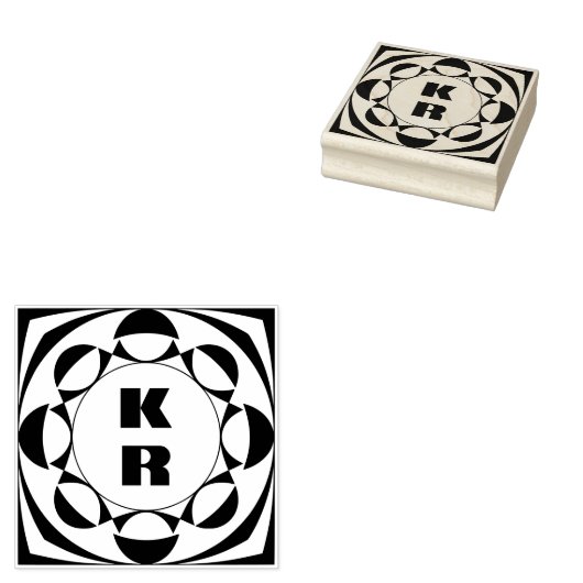 Modern Monogram Vertical Initials Art Stamp Rubberstempel (Gestempeld)