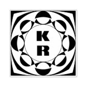 Modern Monogram Vertical Initials Art Stamp Rubberstempel (Afrduk)