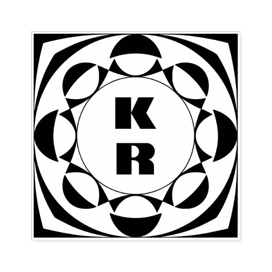 Modern Monogram Vertical Initials Art Stamp Rubberstempel (Afrduk)