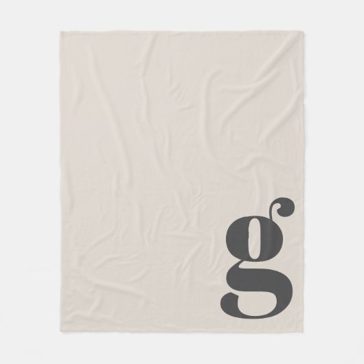 Modern Monogram Vetgedrukt Begin Crème Beige Minim Fleece Deken (Voorkant)