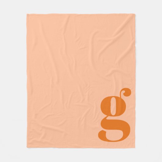 Modern Monogram Vetgedrukt Beginletter Perzik Oran Fleece Deken (Voorkant)