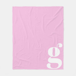 Modern Monogram Vetgedrukte Letter Zachte Roze Min Fleece Deken