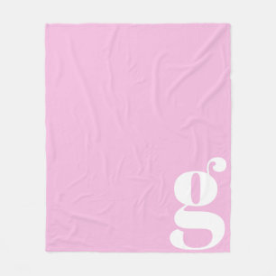 Modern Monogram Vetgedrukte Letter Zachte Roze Min Fleece Deken