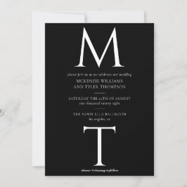Modern Monogram Vette Initialen Zwart Bruiloft Uit Save The Date