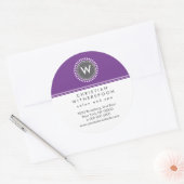 Modern Monogram Violet Esthetisch Ronde Sticker (Envelop)
