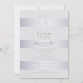 Modern monogram | Violet Silver Shimmer Stripes Kaart (Voorkant)