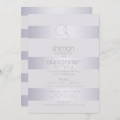 Modern monogram | Violet Silver Shimmer Stripes Kaart (Voorkant / Achterkant)