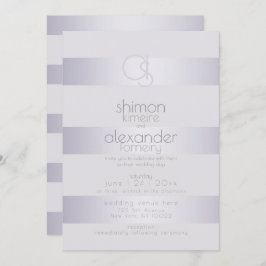 Modern monogram | Violet Silver Shimmer Stripes Kaart