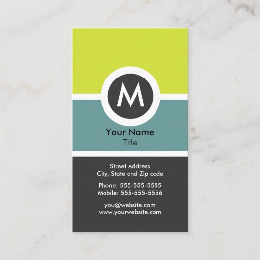 Modern Monogram Visitekaartje (Voorkant)