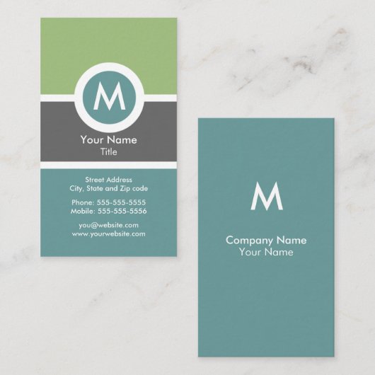 Modern Monogram Visitekaartje (Voorkant / Achterkant)