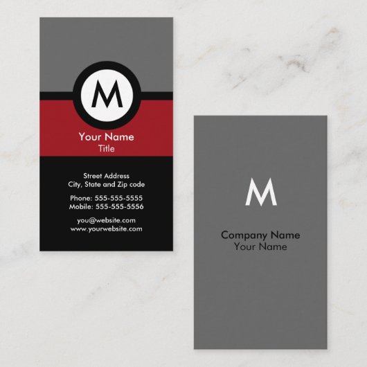 Modern Monogram Visitekaartje (Voorkant / Achterkant)