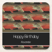 Modern Monogram Viszalm Design Zwart Wit Rood Kartonnen Onderzetters (Voorkant)