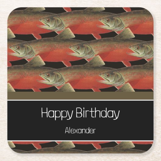 Modern Monogram Viszalm Design Zwart Wit Rood Kartonnen Onderzetters (Voorkant)