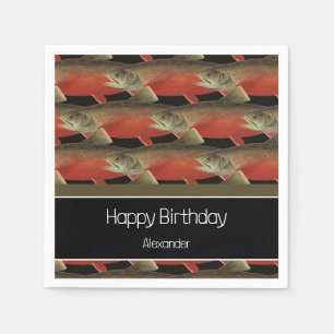 Modern Monogram Viszalm Design Zwart Wit Rood Servet