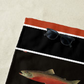 Modern Monogram Viszalm Design Zwart Wit Rood Strandlaken (In situ)