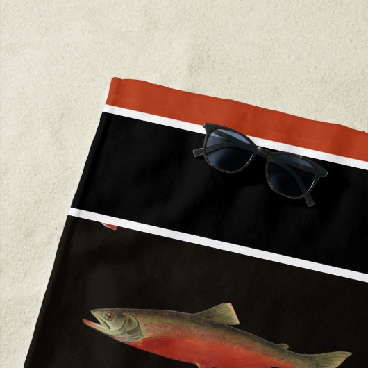 Modern Monogram Viszalm Design Zwart Wit Rood Strandlaken (In situ)