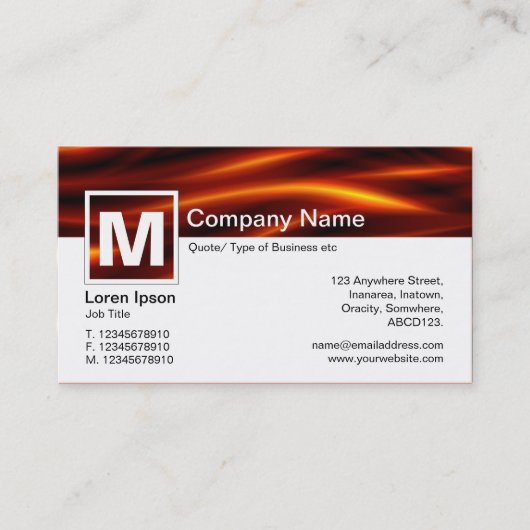 Modern Monogram - Vlammen Visitekaartje (Voorkant)