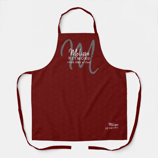 modern monogram voor een chef-koepelkoek met donke schort (Voorkant)