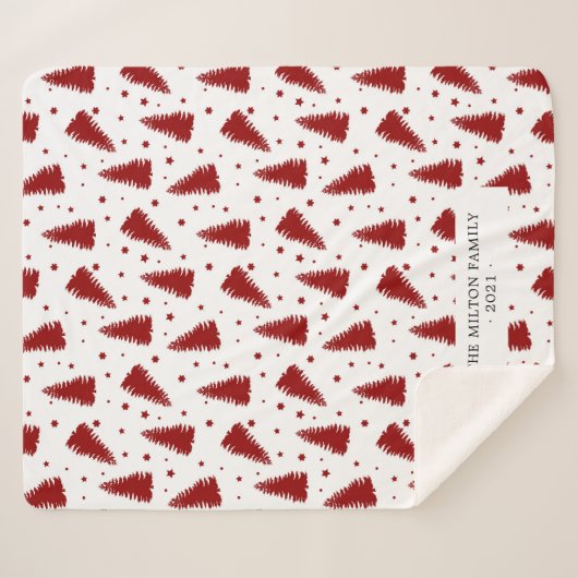 modern monogram voor rood dennenbos sherpa deken (Voorkant (horizontaal))