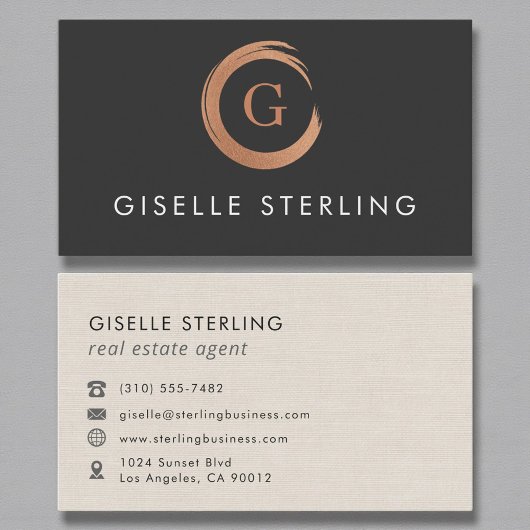 Modern Monogram voor Vastgoedmakelaar Visitekaartje
