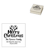 Modern Monogram Vrolijk Kerstfeest Familie Rubberstempel (Gestempeld)