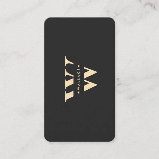 Modern Monogram W Logo Professional Zwart Goud Visitekaartje (Voorkant)
