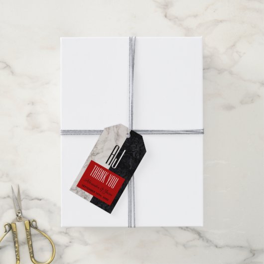 Modern Monogram Weddenschap Cadeaulabel (Met Touw)