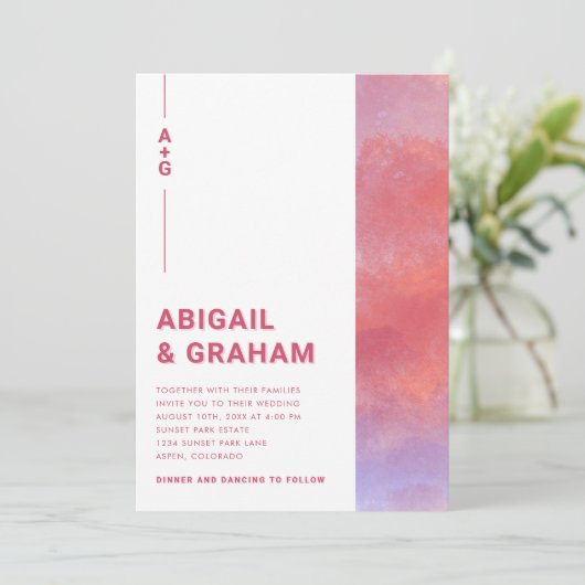 Modern Monogram Weddenschap Kaart (Staand voorkant)