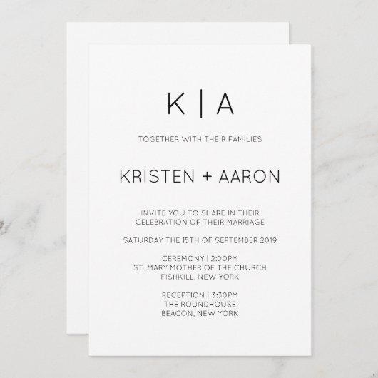 Modern Monogram Weddenschap Kaart (Voorkant / Achterkant)