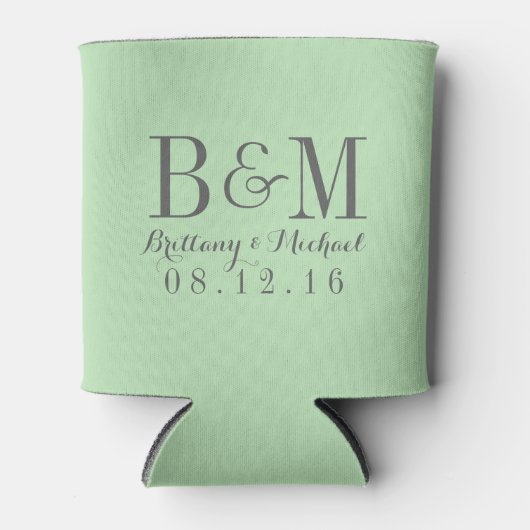 Modern Monogram Weddenschap Mint Green Blikjeskoeler (Voorkant)