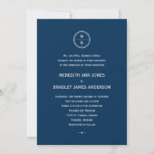 Modern Monogram Wedding Invitation (marine) Kaart (Voorkant)