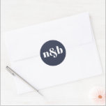 Modern Monogram Wedding Sticker<br><div class="desc">Een moderne sticker voor een monogram bruiloft. Geef de initialen uit gebruikend het het uitgeven hulpmiddel van Zazzle. Verander de achtergrondkleur door het ontwerphulpmiddel in te gaan en een afwisselende kleur van de kleur-plukker te selecteren. Moderne Sticker van Monogram Wedding.</div>