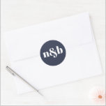 Modern Monogram Wedding Sticker<br><div class="desc">Een moderne sticker voor een monogram bruiloft. Geef de initialen uit gebruikend het het uitgeven hulpmiddel van Zazzle. Verander de achtergrondkleur door het ontwerphulpmiddel in te gaan en een afwisselende kleur van de kleur-plukker te selecteren. Moderne Sticker van Monogram Wedding.</div>