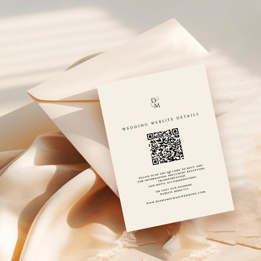 Modern Monogram Wedding Website Details QR Code Informatiekaartje