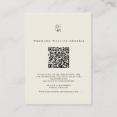 Modern Monogram Wedding Website Details QR Code Informatiekaartje (Voorkant)