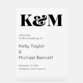 Modern Monogram Welkom - Vetgedrukte Verklaring Acryl Bord (Voorkant)