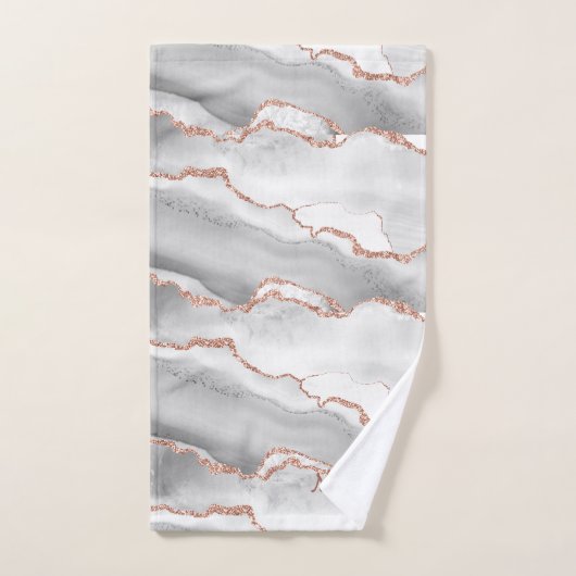 Modern Monogram White Agate Roos Gold Glitter Bad Handdoek (Handdoek)