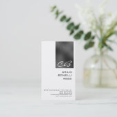 Modern Monogram White Black Grey Visitekaartje (Staand voorkant)