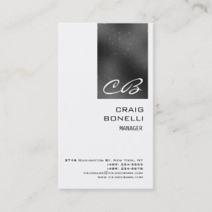 Modern Monogram White Black Grey Visitekaartje