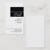 Modern Monogram White Black Plain Visitekaartje (Voorkant / Achterkant)