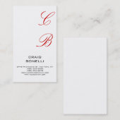 Modern Monogram White Black Red Visitekaartje (Voorkant / Achterkant)