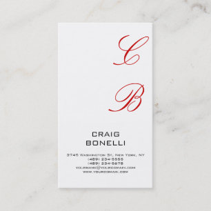 Modern Monogram White Black Red Visitekaartje