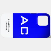 Modern Monogram White Blue Plain Case-Mate iPhone Case (Achterkant (horizontaal))