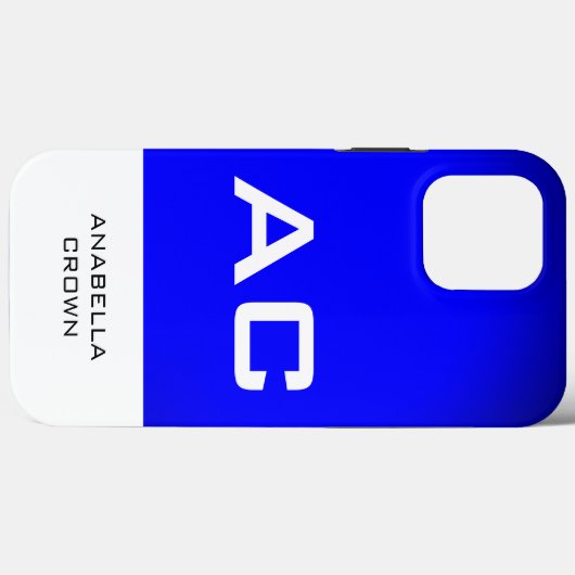 Modern Monogram White Blue Plain Case-Mate iPhone Case (Achterkant (horizontaal))