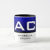 Modern Monogram White Blue Plain Mok (Midden)