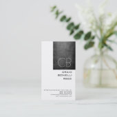 Modern Monogram White Chalkboard Visitekaartje (Staand voorkant)