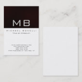 Modern Monogram White Dark Red Chic Visitekaartje (Voorkant / Achterkant)