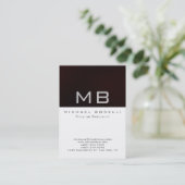 Modern Monogram White Dark Red Chic Visitekaartje (Staand voorkant)