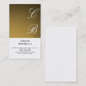 Modern Monogram White Gold Plain Visitekaartje (Voorkant / Achterkant)