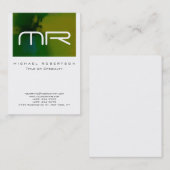 Modern Monogram White Green Abstract Visitekaartje (Voorkant / Achterkant)